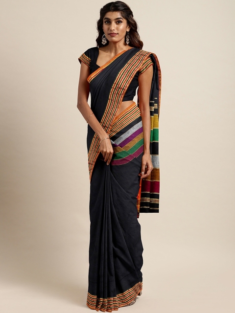 

Pavechas Black Pure Cotton Solid Venkatgiri Saree