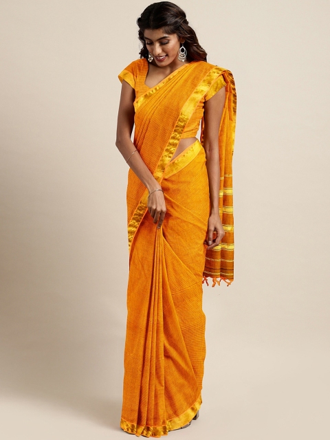 

Pavechas Mustard Pure Cotton Solid Venkatgiri Saree