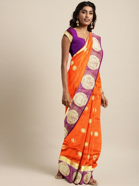 

Pavechas Orange Art Silk Woven Design Tussar Saree