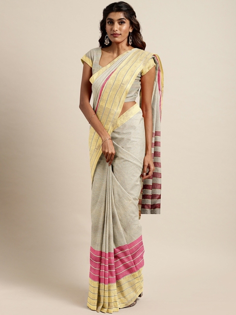 

Pavechas Beige Pure Cotton Solid Venkatgiri Saree