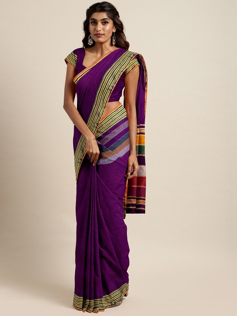 

Pavechas Purple Pure Cotton Solid Venkatgiri Saree