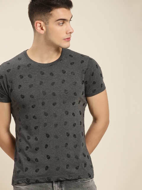 

Moda Rapido Men Charcoal Grey Printed Round Neck T-shirt
