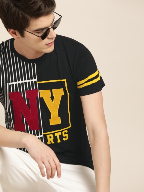 

Moda Rapido Men Black Printed Round Neck T-shirt