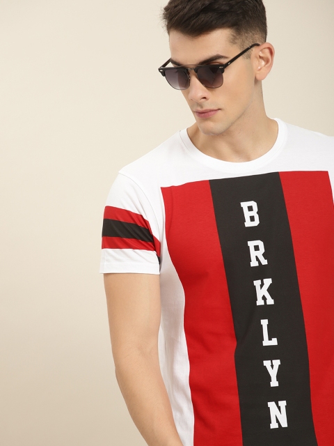 

Moda Rapido Men White & Red Printed Round Neck T-shirt