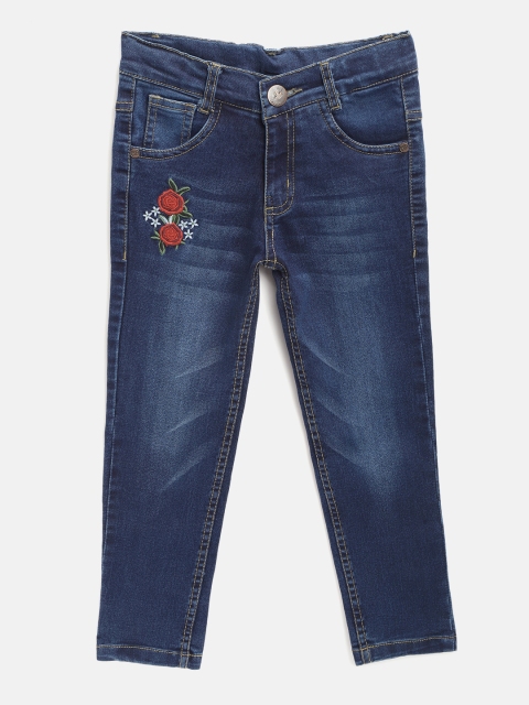 

612 league Girls Blue Mid-Rise Clean Look Jeans