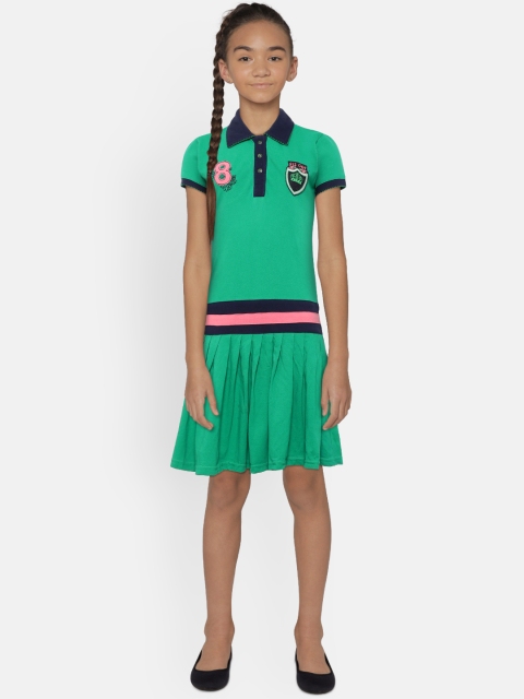 

612 league Girls Green Solid T-shirt Dress