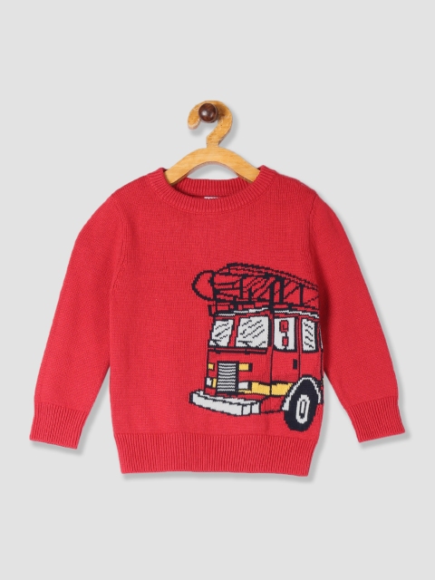 

GAP Boys Red & Black Printed Pullover Sweater