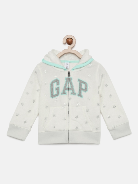 

GAP Girls White Printed Hooded Sweatshirt
