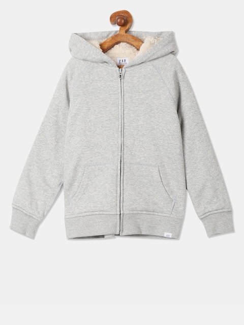 

GAP Boys Grey Solid Hooded Sweatshirt