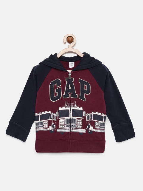 

GAP Boys Red & Navy Blue Printed Hooded Sweatshirt