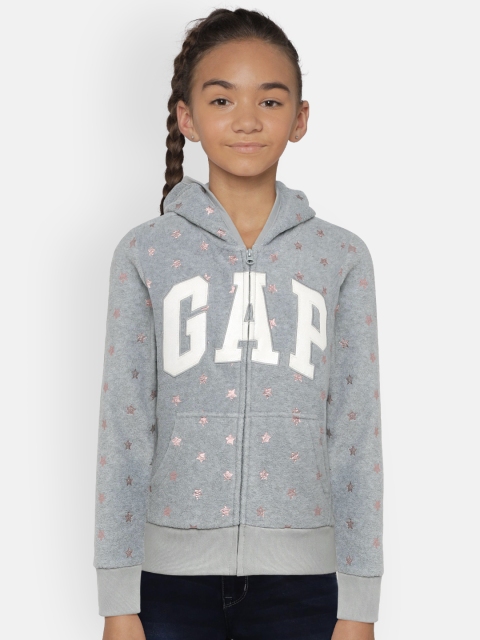 

GAP Girls Grey Printed Hooded Sweatshirt