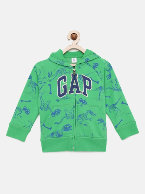 

GAP Boys Green & Blue Printed Hooded Sweatshirt