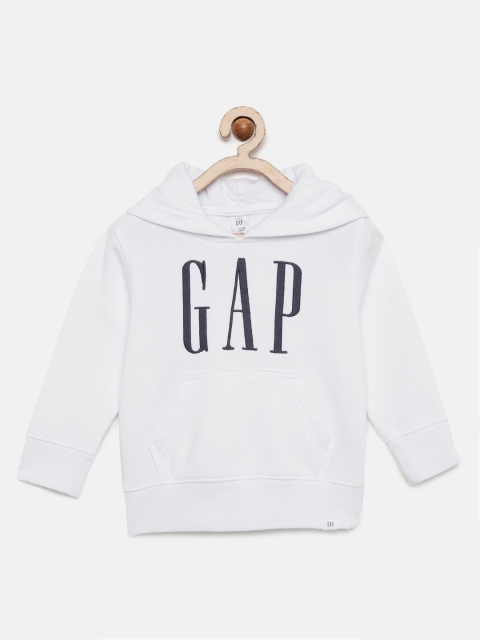 

GAP Boys White Solid Hooded Sweatshirt