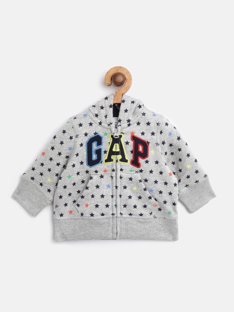 

GAP Boys Grey Melange & Navy Blue Star Print Hooded Sweatshirt