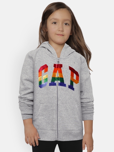 

GAP Girls Grey Melange Applique Hooded Sweatshirt