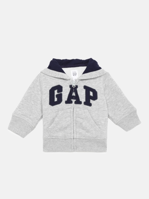 

GAP Boys Grey Self Design Hooded Sweatshirt