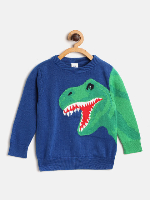 

GAP Boys Blue & Green Self Design Pullover
