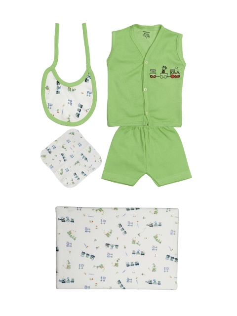 

TINY HUG Kids Green & White Baba Set