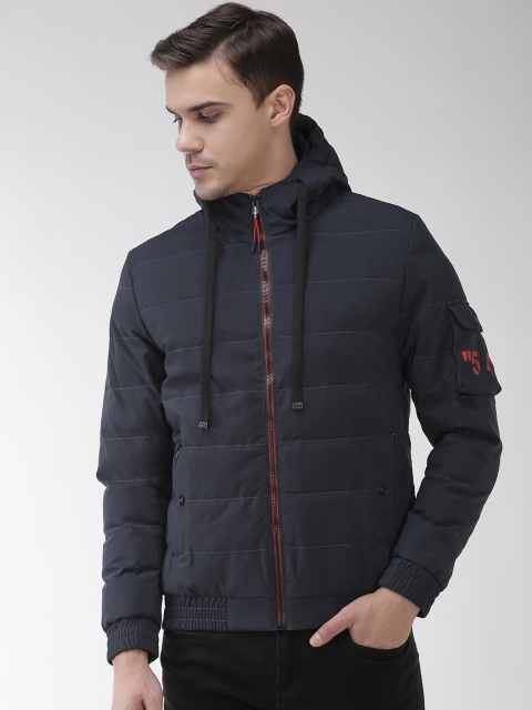 

Fort Collins Men Navy Blue Solid Hooded Padded Jacket