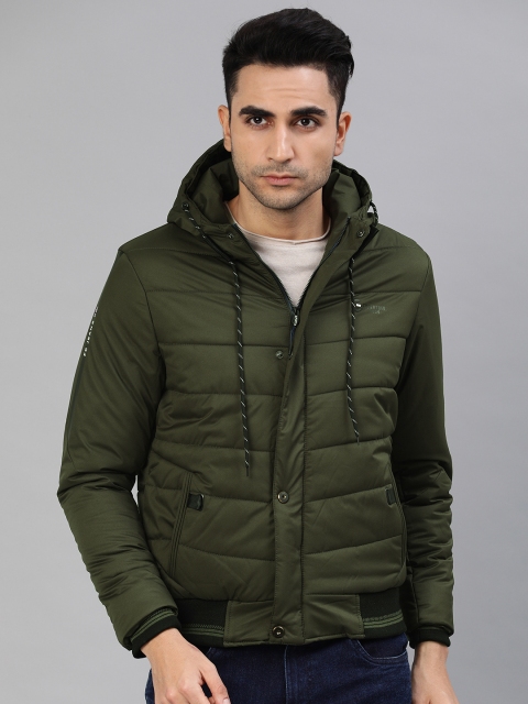 

Fort Collins Men Olive Green Solid Padded Jacket