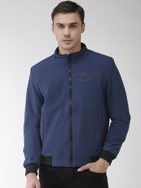 

Fort Collins Men Navy Blue Solid Bomber Jacket