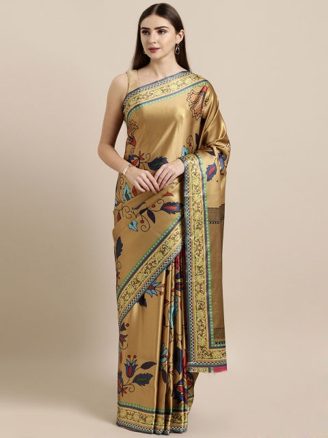 

GoSriKi Beige Art Silk Solid Mysore Silk Saree