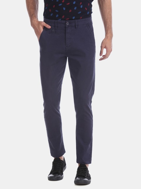 

Flying Machine Men Navy Blue Regular Fit Solid Chinos