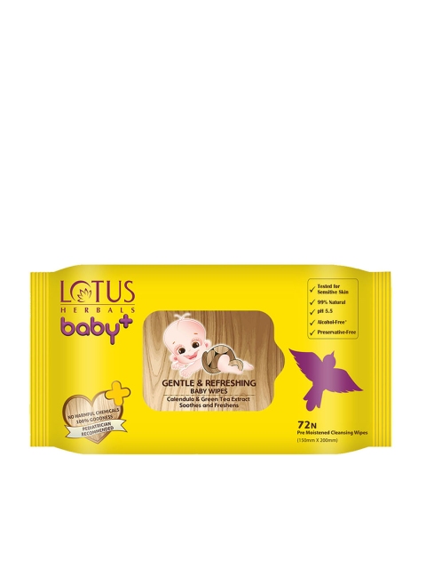 

Lotus Herbals Sustainable Baby Gentle Refreshing Wipes, Yellow