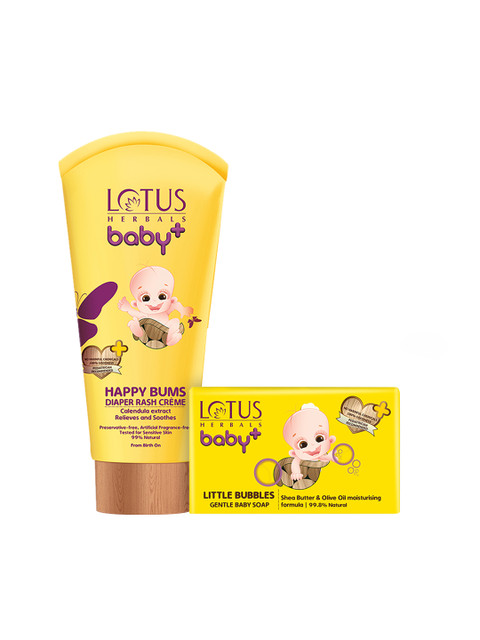 

Lotus Herbals Sustainable Set of Baby Plus Soap Diaper Rash Creme, Yellow