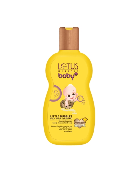 

Lotus Herbals Sustainable Baby Little Bubbles Body Wash Shampoo 200 ml, Yellow