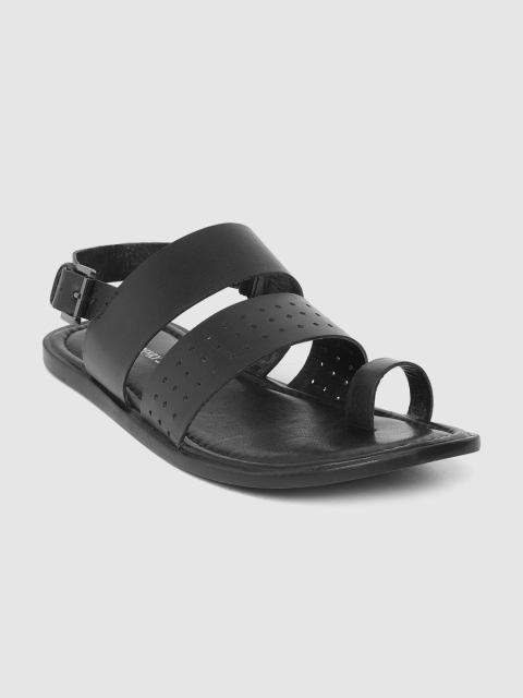 

Blackberrys Men Black Leather One Toe Comfort Sandals