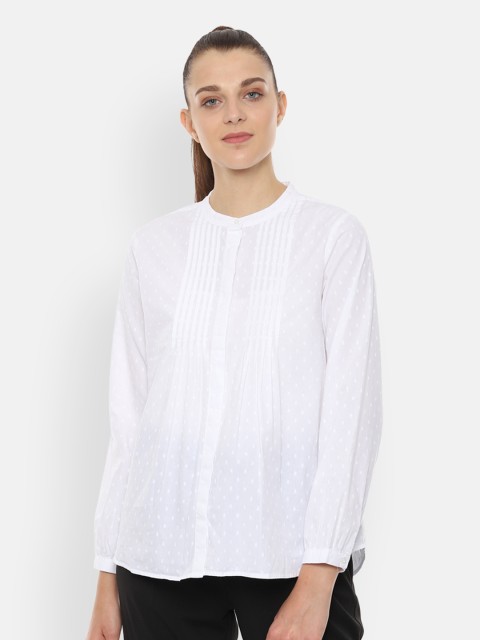 

Van Heusen Woman White Regular Fit Self Design Formal Shirt