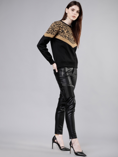 

Tokyo Talkies Women Black & Gold-Toned Printed Sweatshirt