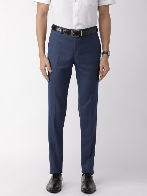 

Raymond Men Blue Slim Fit Solid Formal Trousers
