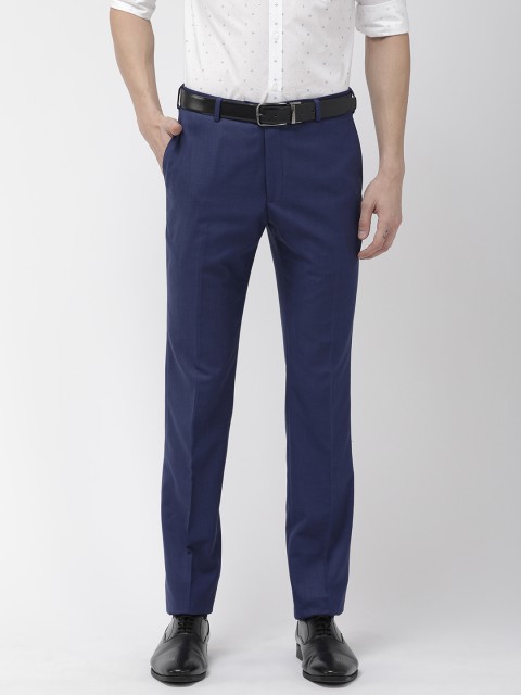 

Raymond Men Blue Slim Fit Solid Formal Trousers