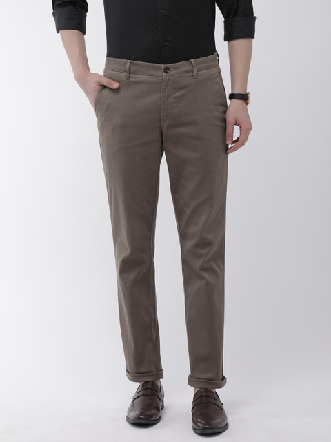

Raymond Men Grey & Brown Slim Fit Printed Regular Trousers