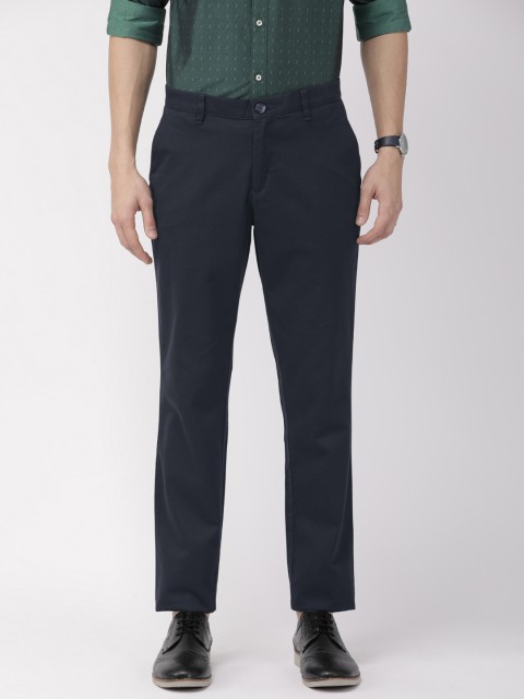 

Raymond Men Navy Blue Slim Fit Self Design Regular Trousers