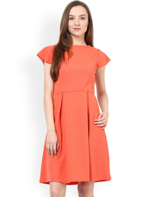 

RARE Coral Orange Fit & Flare Dress