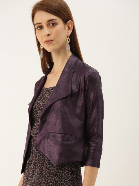 

NUSH Women Purple Printed Bolero Jacket