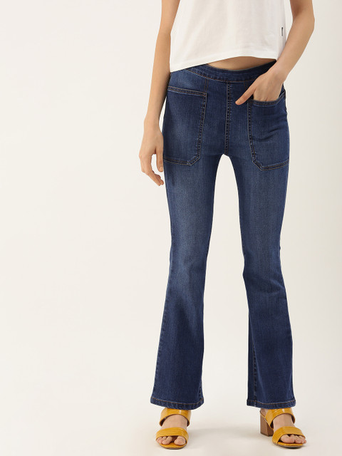 

NUSH Women Blue Bootcut Mid-Rise Clean Look Stretchable Jeans