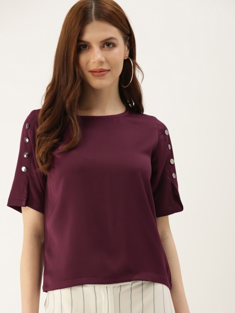 

NUSH Women Burgundy Solid Top