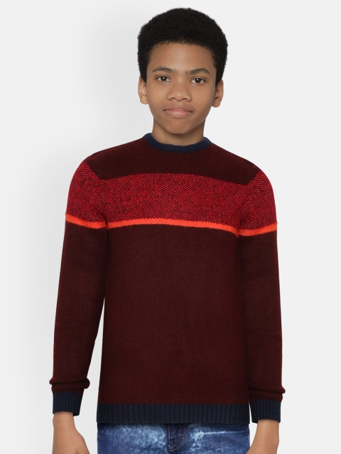 

Marks & Spencer Boys Burgundy & Coral Red Colourblocked Pullover
