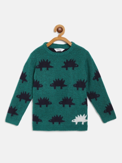 

Marks & Spencer Boys Green & Navy Dinosaur Self Design Pullover