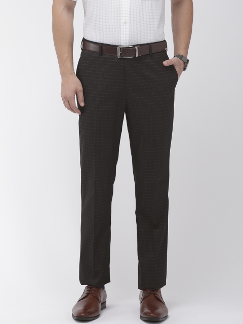 

Park Avenue Men Black & Grey Checked Smart Fit Formal Trousers