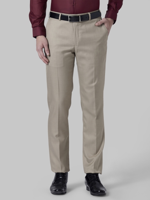

Park Avenue Men Beige Regular Fit Solid Formal Trousers