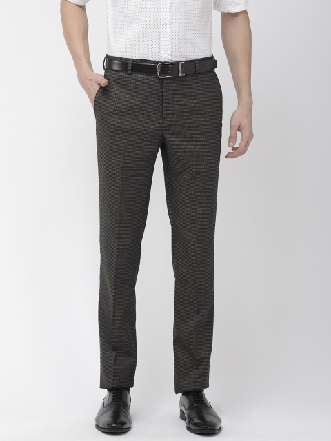 

Raymond Men Charcoal Grey & Black Slim Fit Checked Formal Trousers