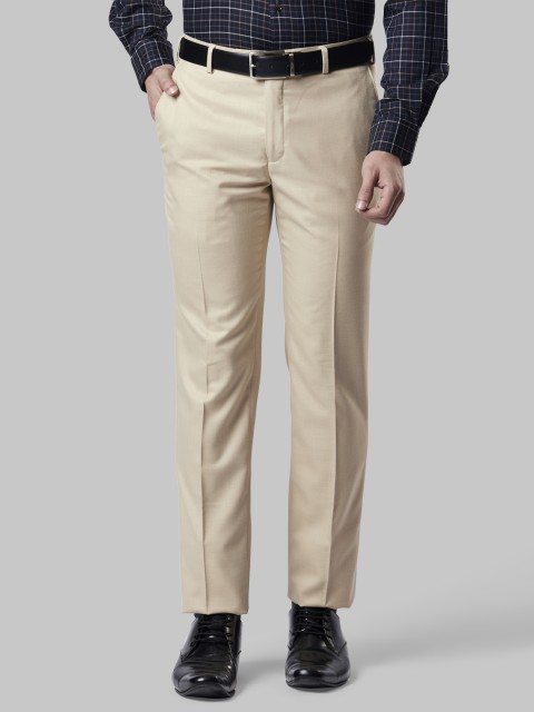 

Raymond Men Beige Slim Fit Solid Formal Trousers