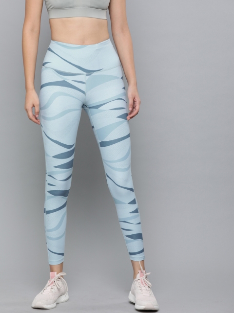 

Cultsport Women Turquoise Blue & White Fly Dry Printed Tights