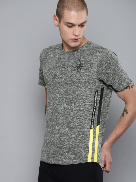 

Cultsport Men Grey Melange Printed Round Neck T-shirt
