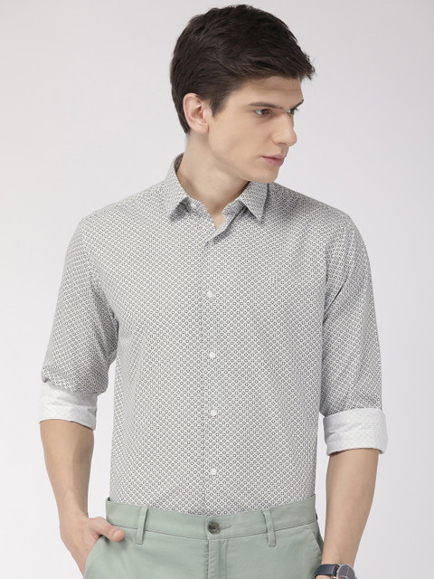 

Raymond Men White & Black Slim Fit Printed Smart Casual Shirt